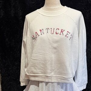 Nantucket White Sweatshirt with floral letters